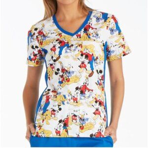 Disney Mickey Mouse Clubhouse Scrub Top V-Neck Size S